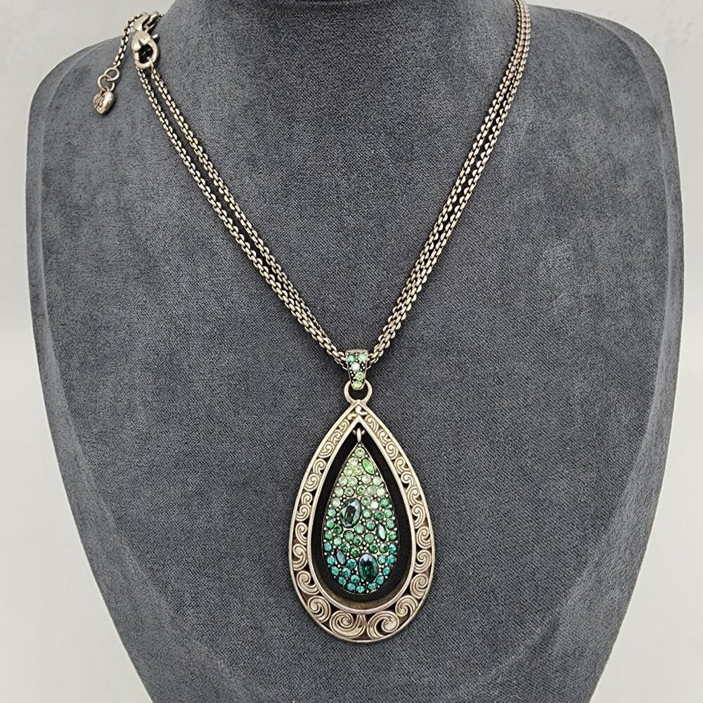 Brighton Crystal Voyage Blue Crystal Hues Teardrop Convertible Pendant Necklace